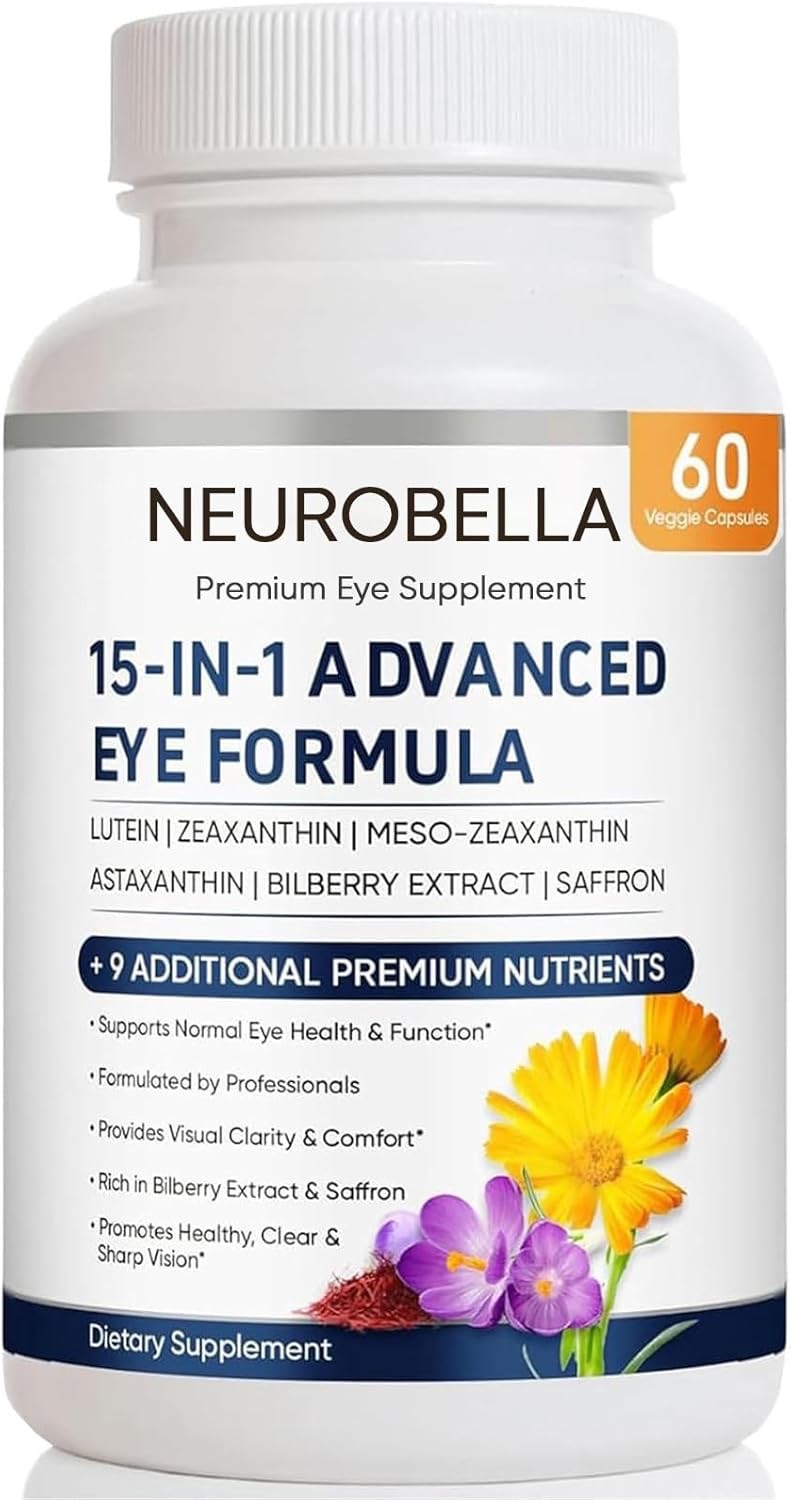 Neurobella Eye Formula, 15 in 1 Daily Eye Wellness Supplement with Lutein Zea…