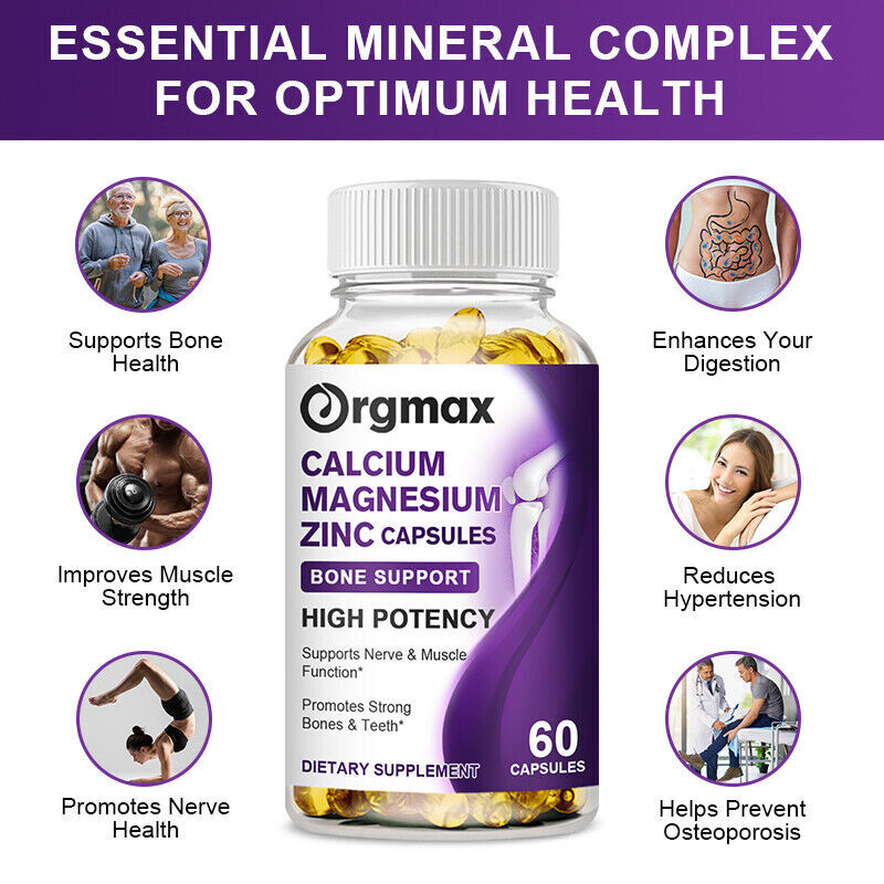Calcium Magnesium Zinc with Vitamin D3 Strong For Bone Health Muscle Improvement