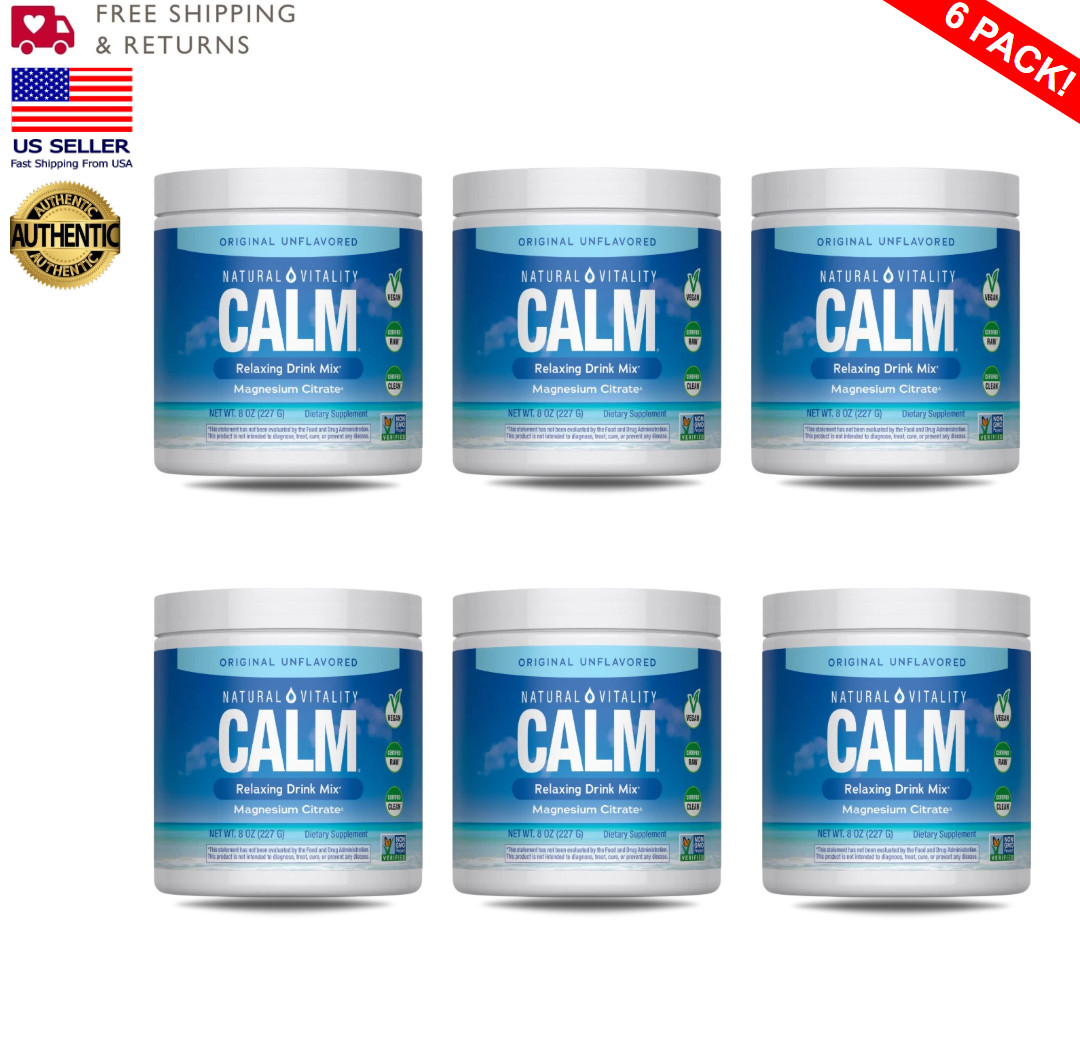 [6 Pack] Natural Vitality Calm Magnesium Powder 8oz Unflavored EXP 10/2027