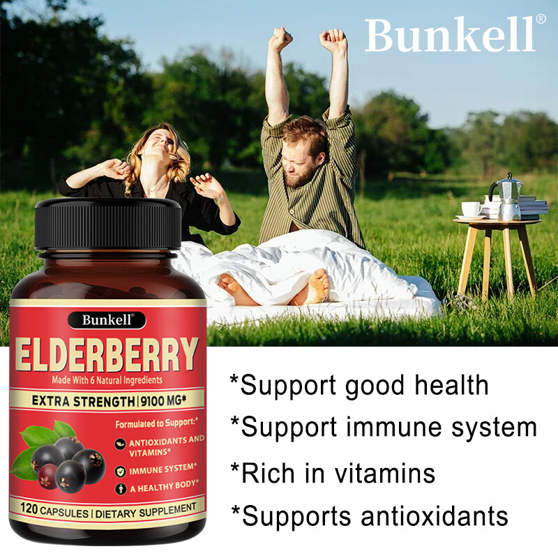Elderberry Capsules 9100mg Immune System Support Sambucus Nigra Extract