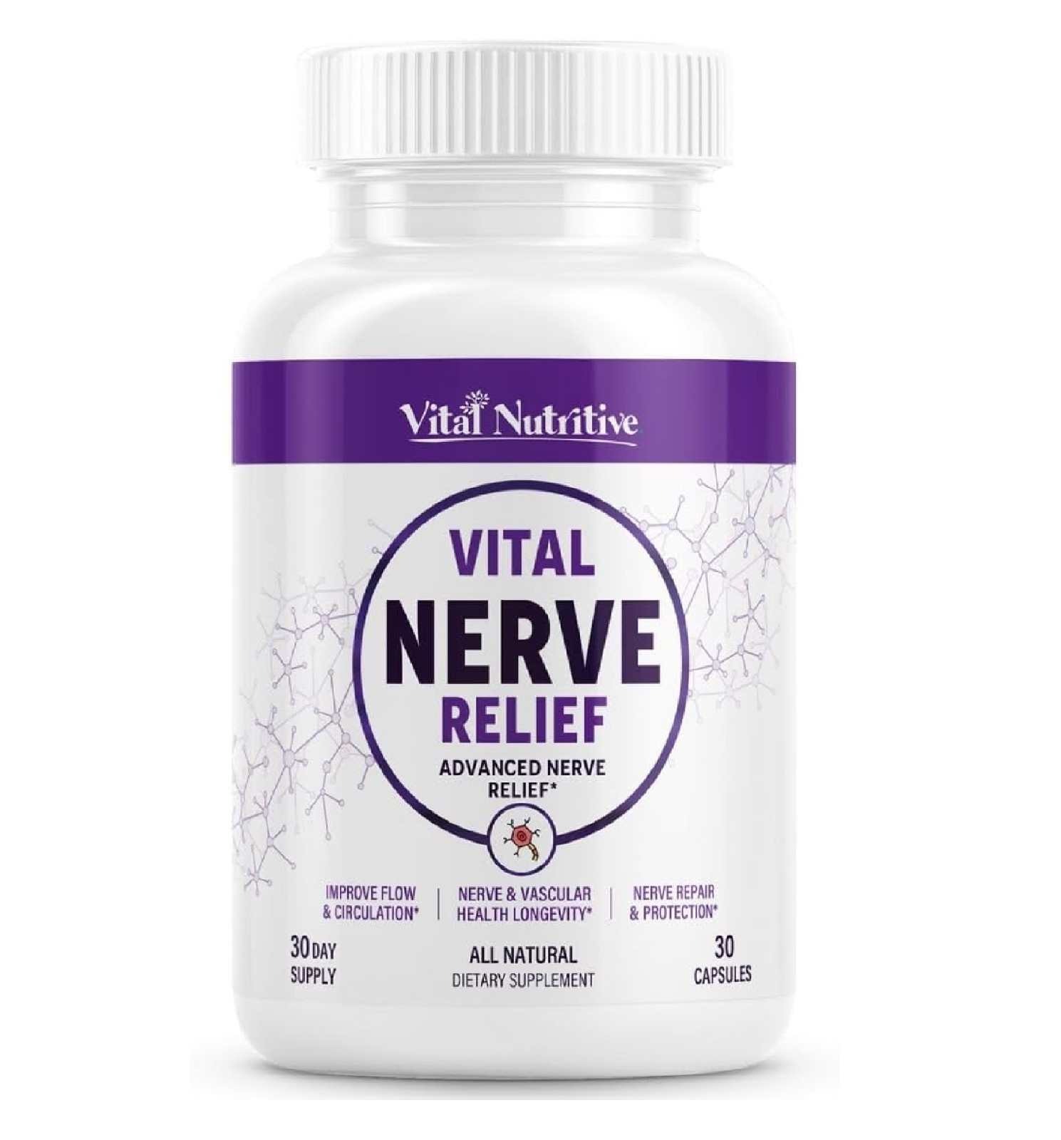 Vital Nerve Supplement – Alpha Lipoic Acid, Magnesium, CoQ10 – Vegan, Non-GMO, G