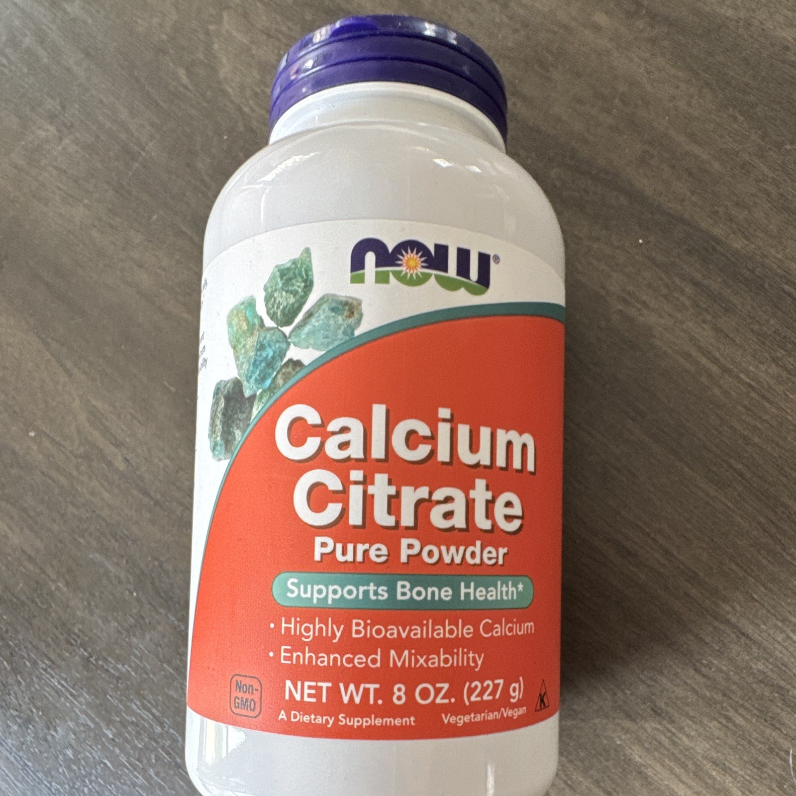 NOW Calcium Citrate Pure Powder Bone Health Non-GMO Vegan Unflavored 8 oz