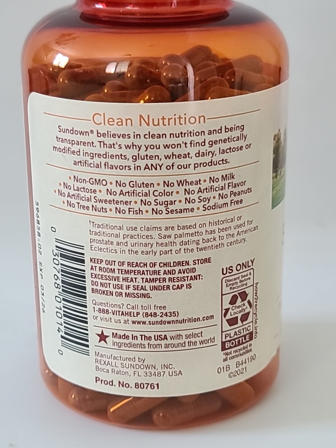 SUNDOWN SAW PALMETTO For HIM 450 mg 250 Cap Prostate Urinary Health 10/26 #0140