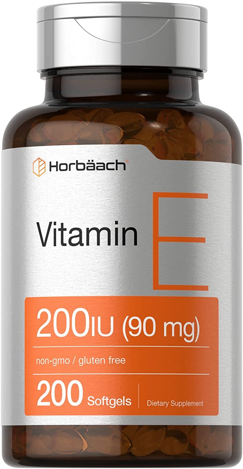 Vitamin E 200 IU (90 mg) | 200 Softgels | Non-GMO & Gluten Free | by Horbaach
