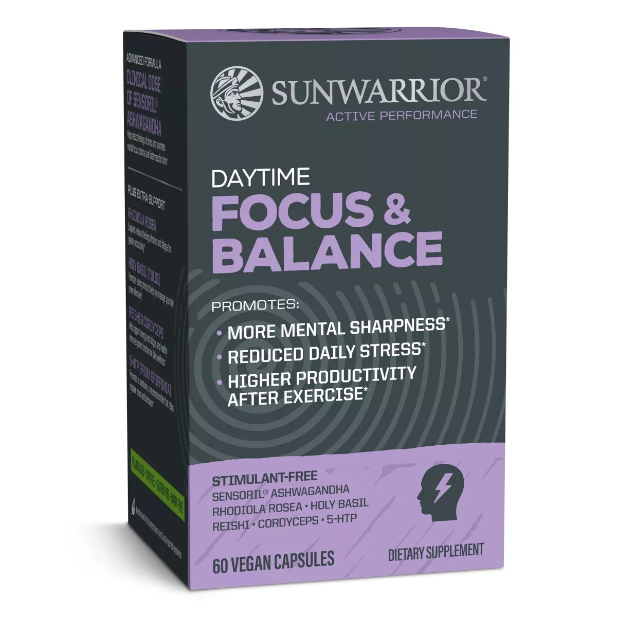 Sunwarrior Active Performance Daytime Focus and Balance – 60 Vegan Capsules