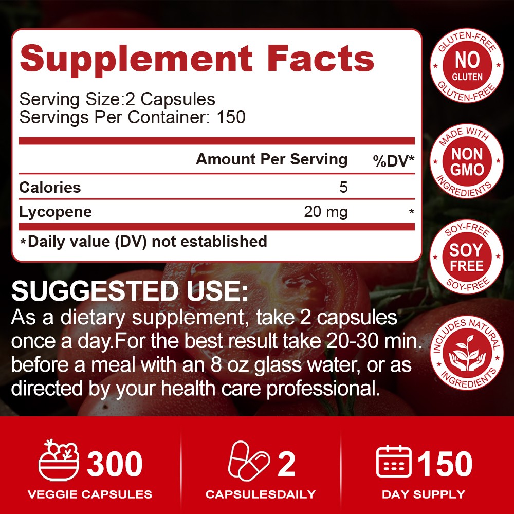Lycopene Capsules 20mg – Prostate Health, Antioxidant Support & Heart Health