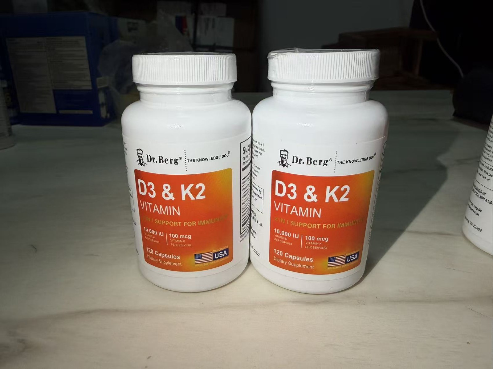 Dr. Berg’s D3 & K2 Vitamin, 2 PACK, 10,000 IU, 100 mcg per serving, 120 Capsules