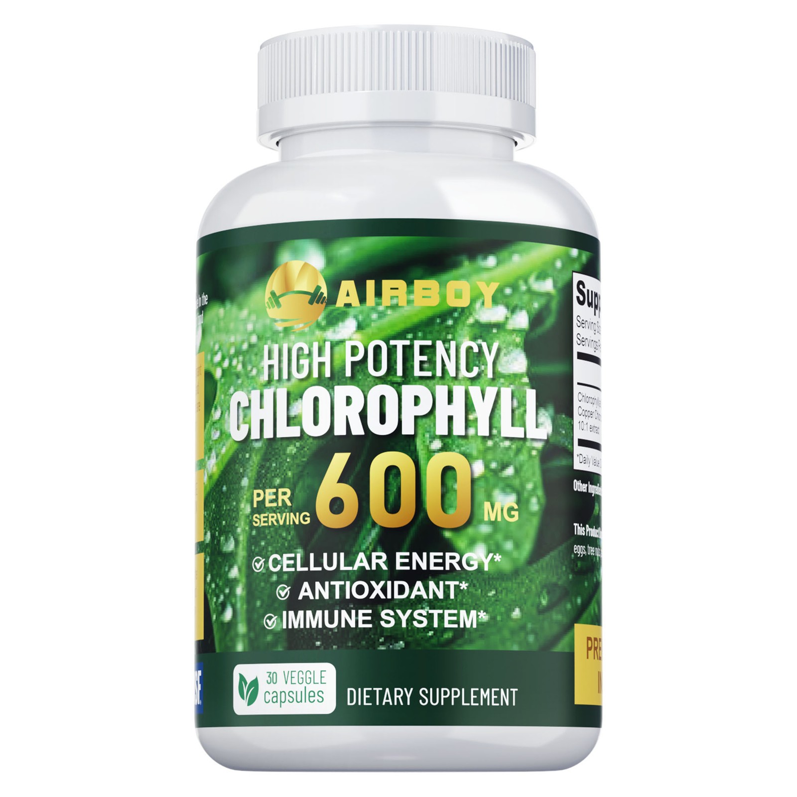 Chlorophyll Capsules 600mg – Skin Health, Antioxidant, Detox, Immune Support
