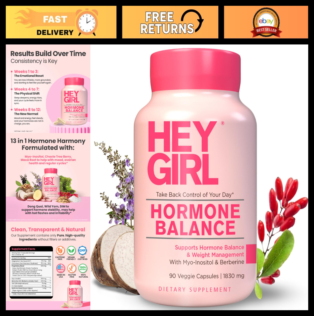 Hormone Balance Support for Women | 13-in-1 for Menopause, PMS & Cycle Relief |