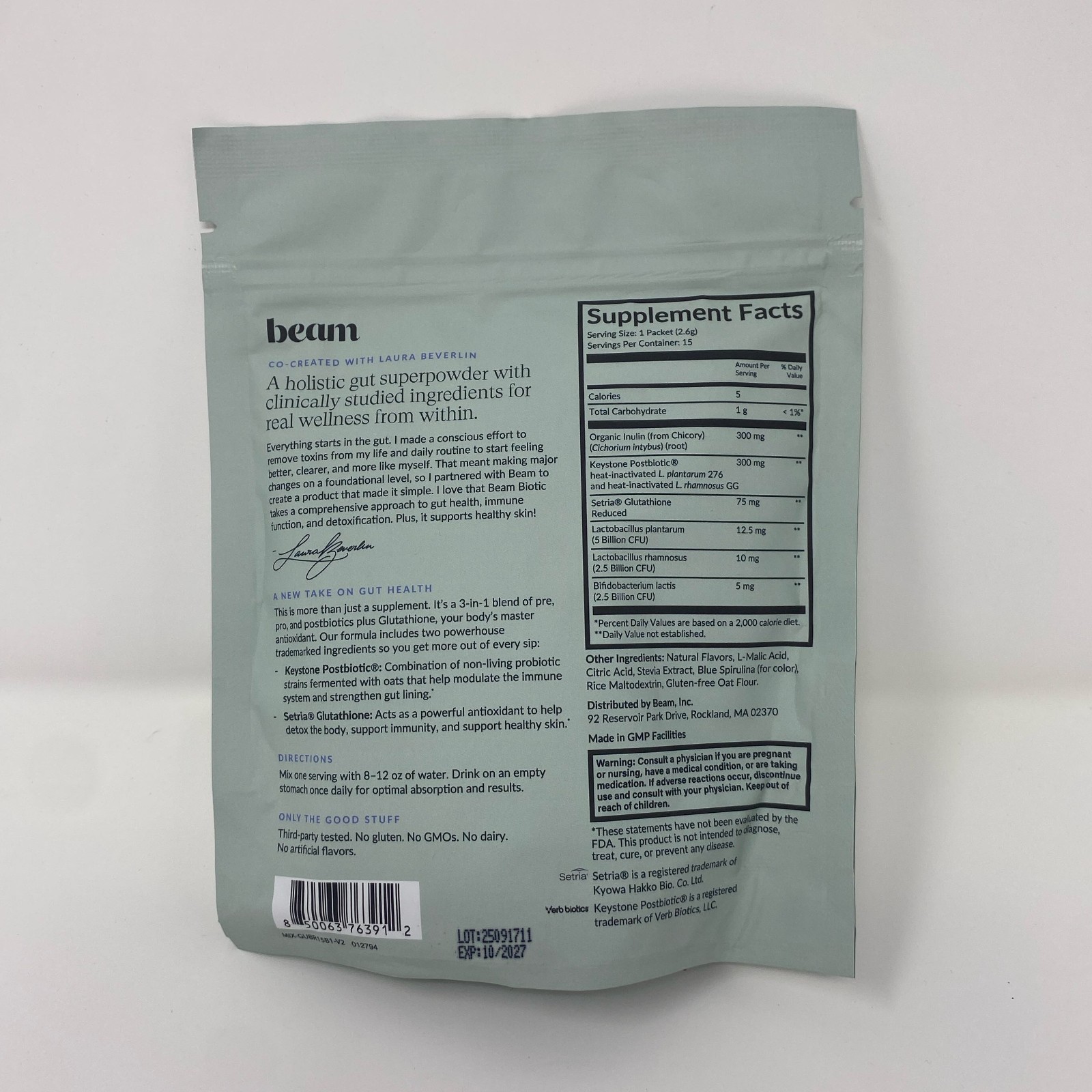 Beam Biotic Blue Raspberry 15 Sticks Probiotic Powder