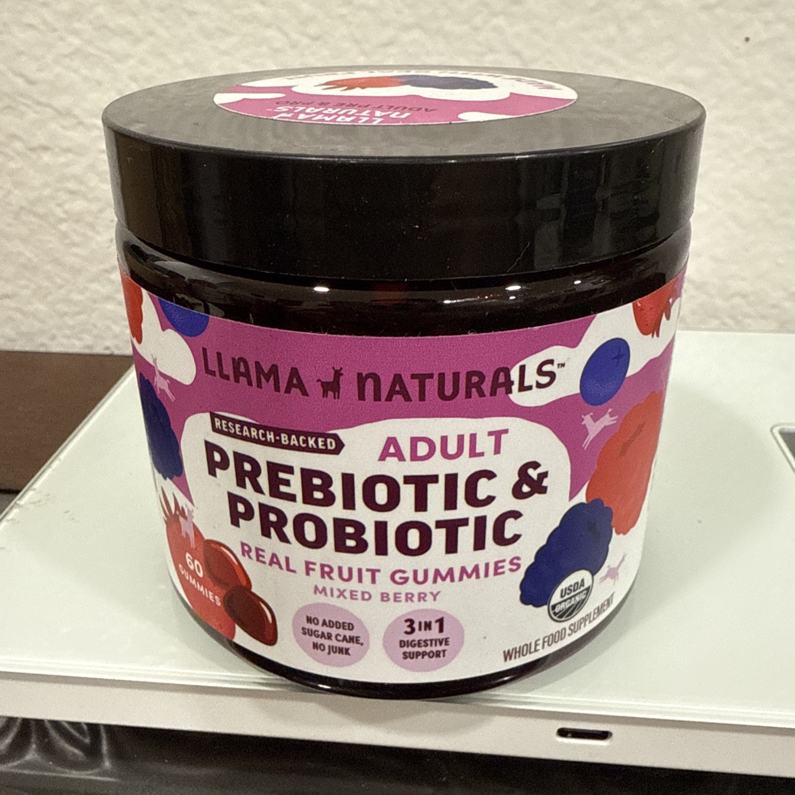 Adult Prebiotic & Probiotic, Real Fruit Gummies, Mixed Berry, 60 Gummies