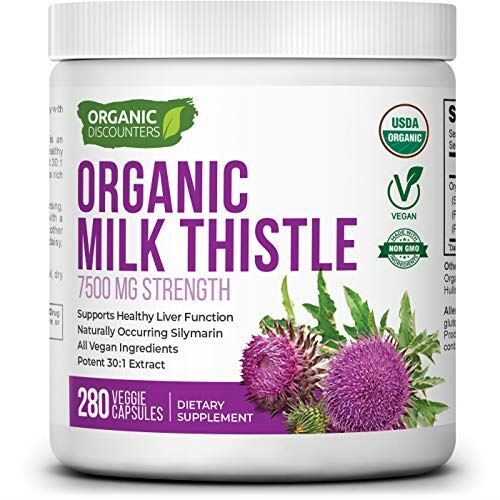 Organic Discounters USDA Organic Milk Thistle Extract Capsules, 280 Count, 7500