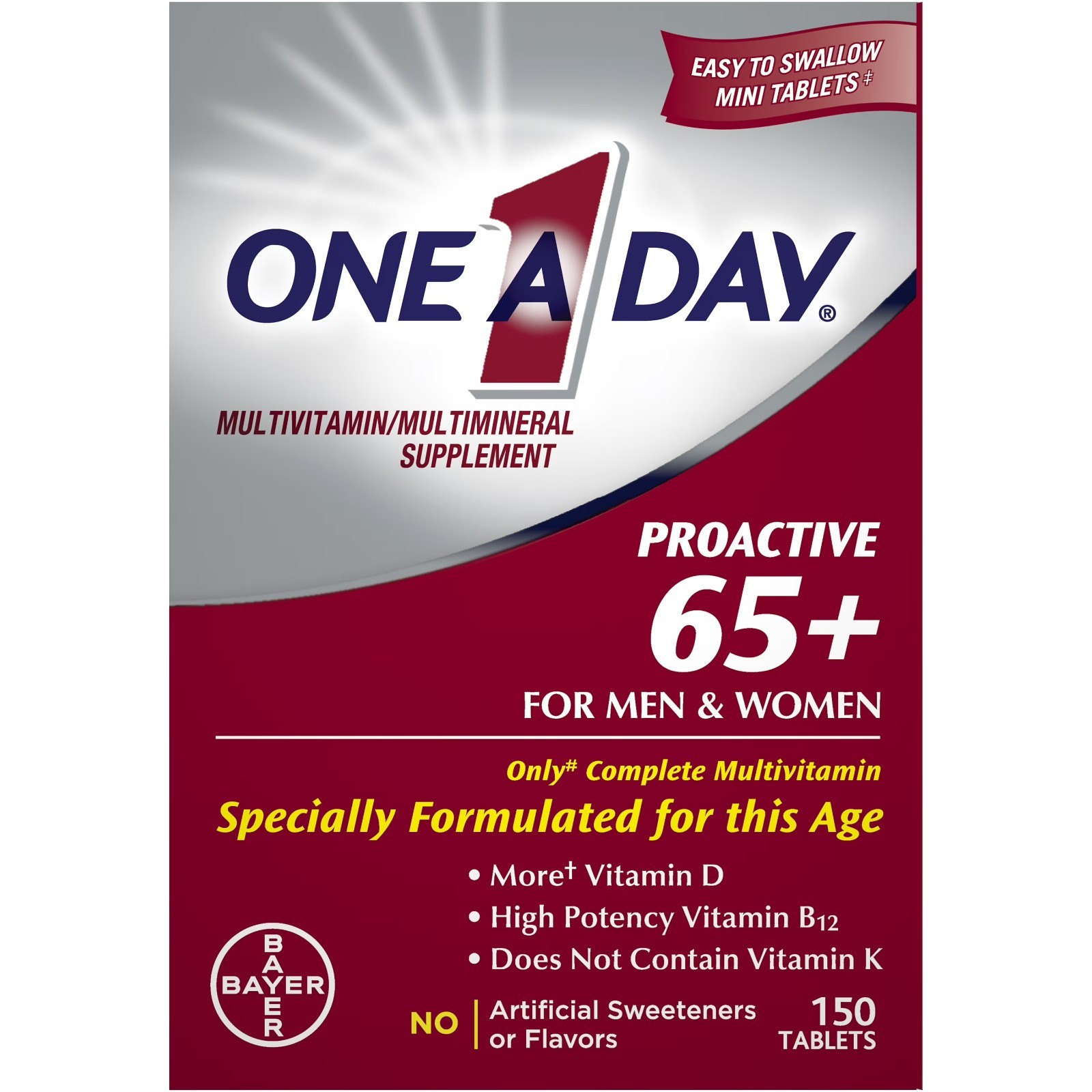 One A Day Proactive 65+ Multivitamin Tablets for Men and Women, 150ct.