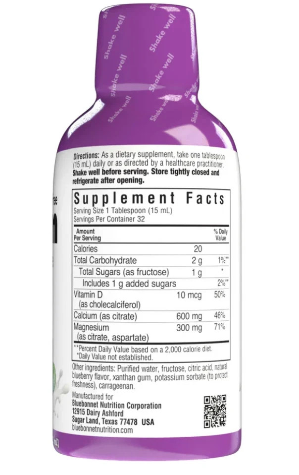 Bluebonnet Liquid Calcium Magnesium Citrate & Vitamin D3 Blueberry 16 fl.oz
