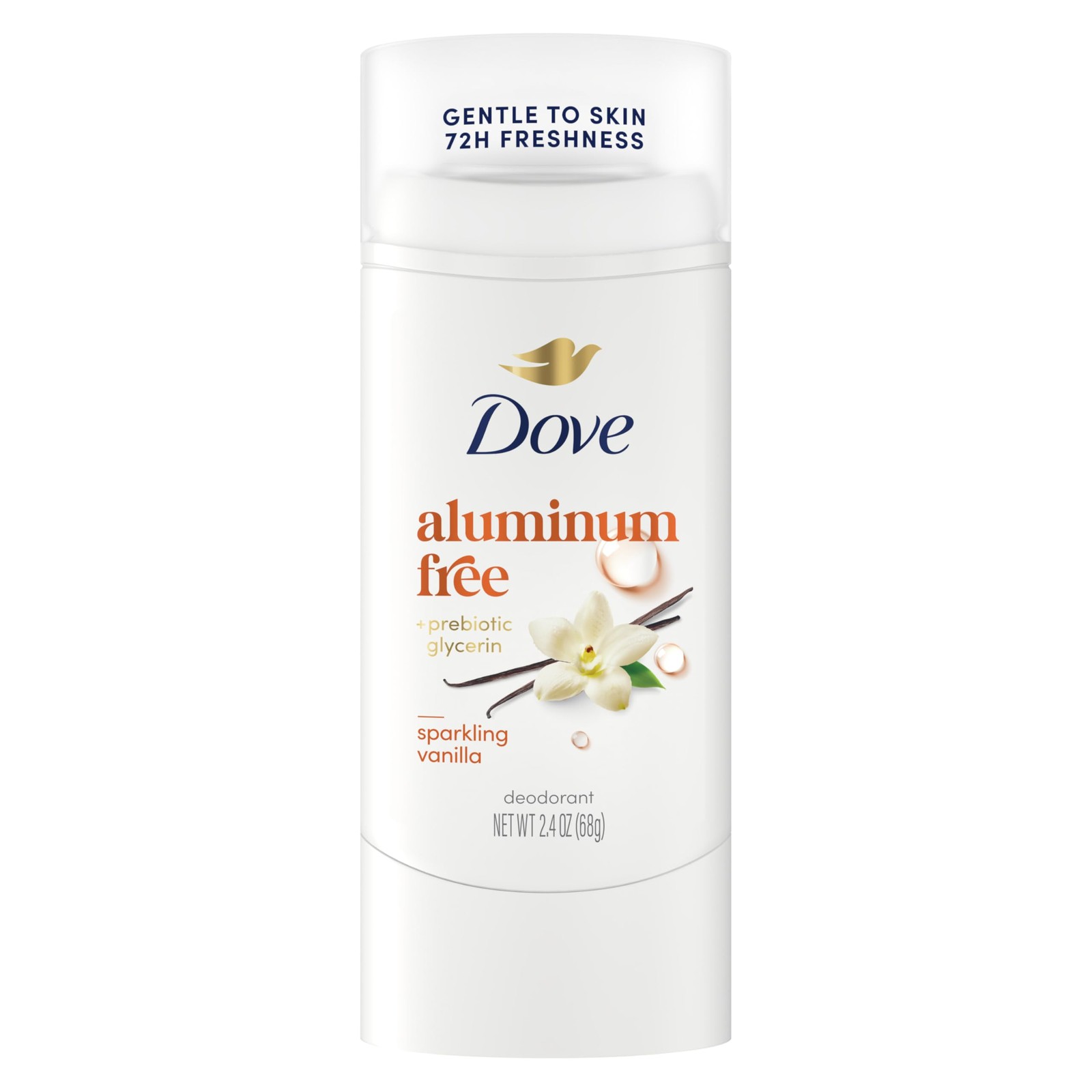 Dove Deodorant Stick Sparkling Vanilla for 72 2.4 Ounce (Pack of 1), Orange