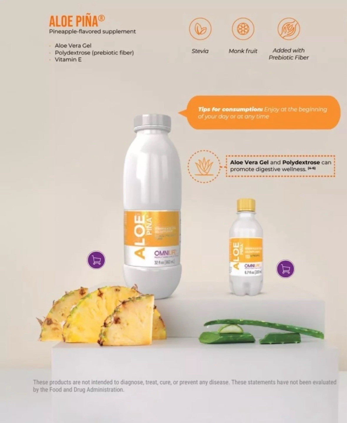 ALOE BETA PINEAPPLE FLAVOR 6 PACK 6.7 FL OZ EA **FREE SHIPPING**
