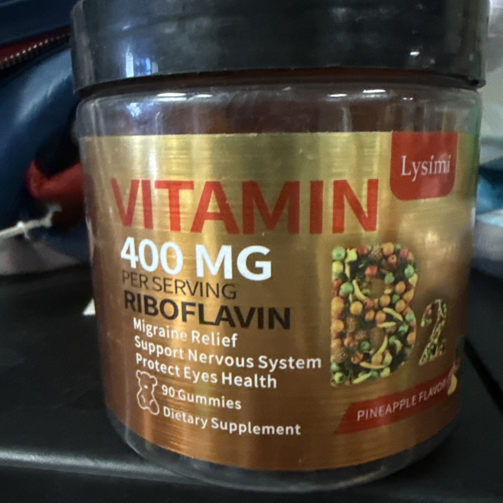 New Vitamin B2 400mg Per Serving, Riboflavin, Pineapple Flavor – 90 Gummies