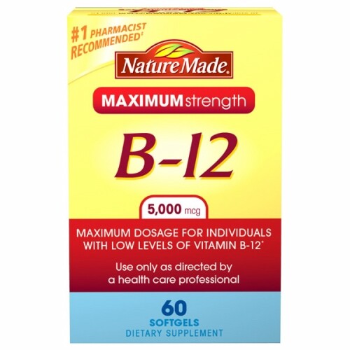 Vitamin B12 5000mcg 60 Soft gels By Nature Made
