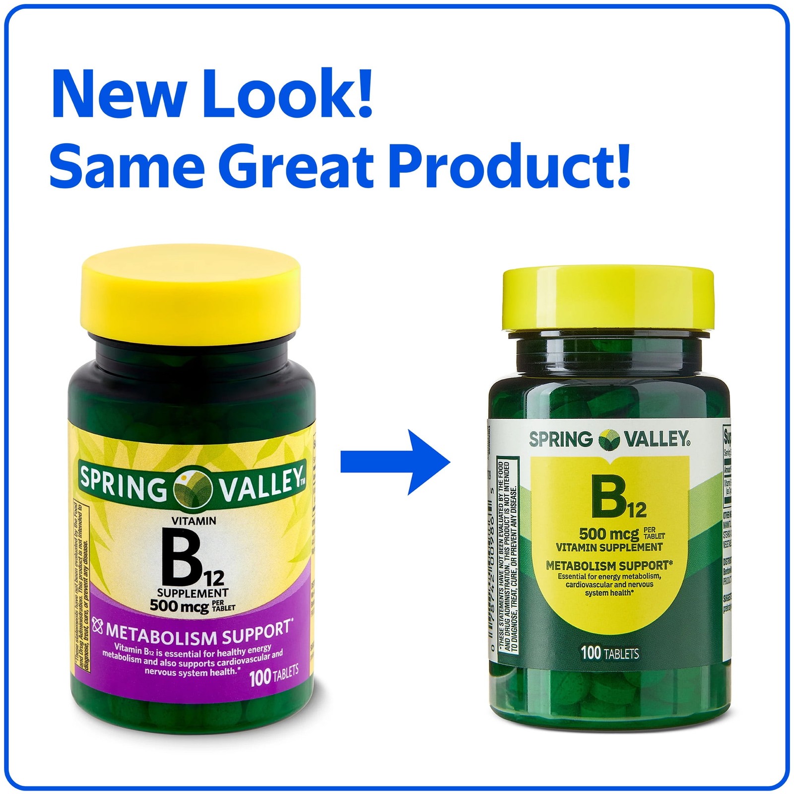Spring Valley Vitamin B12 500 mcg Tablets Metabolism Support 100CT SAME-DAY SHIP