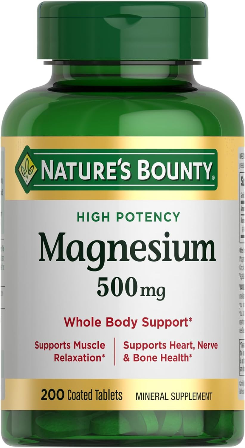 Nature’s Bounty Magnesium Supplements 500 Mg 200 Count (Pack of 1)