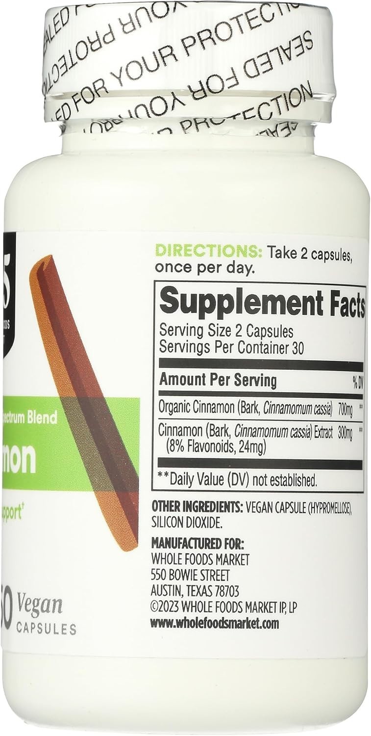 Cinnamon Supplement for Blood Sugar Support – 60 Capsules