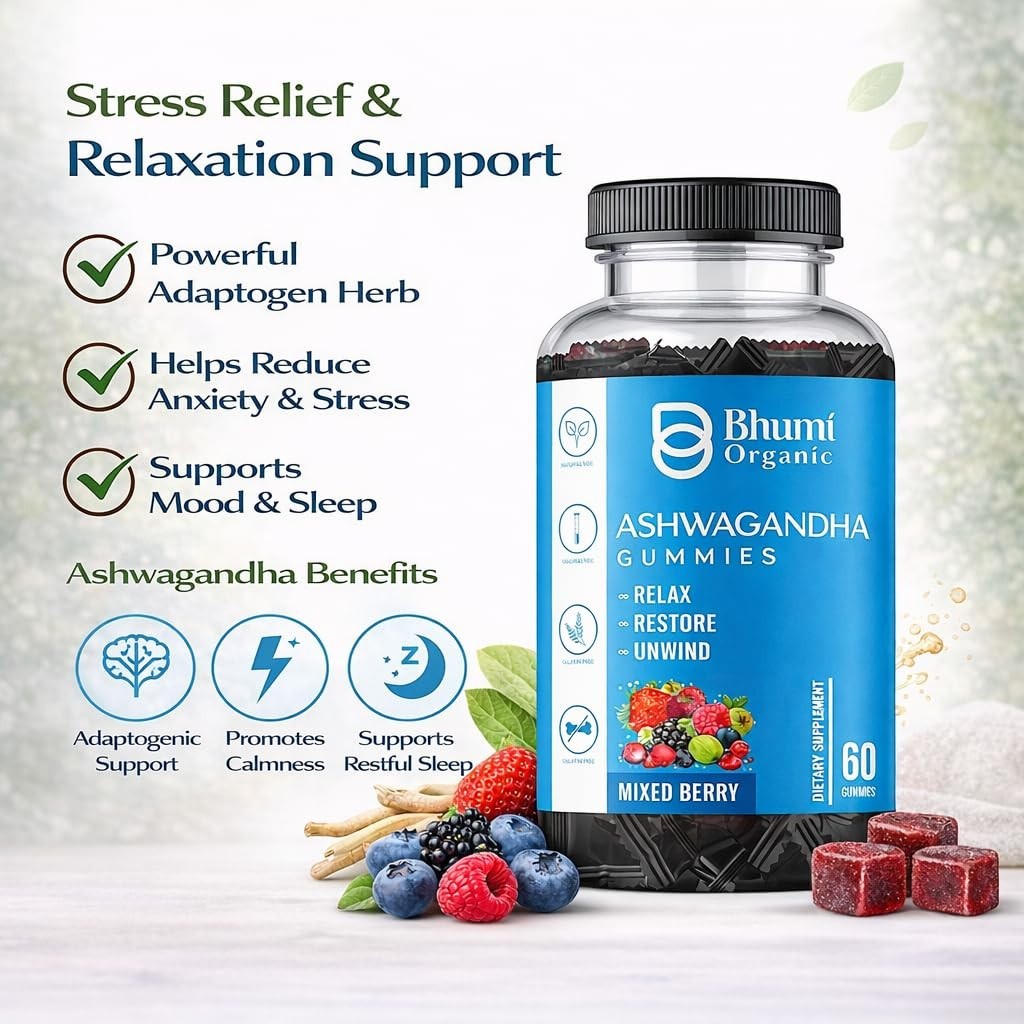 Bhumi .Organic KSM-66 Ashwagandha Gummies – Pack of 5 (300 Gummies)