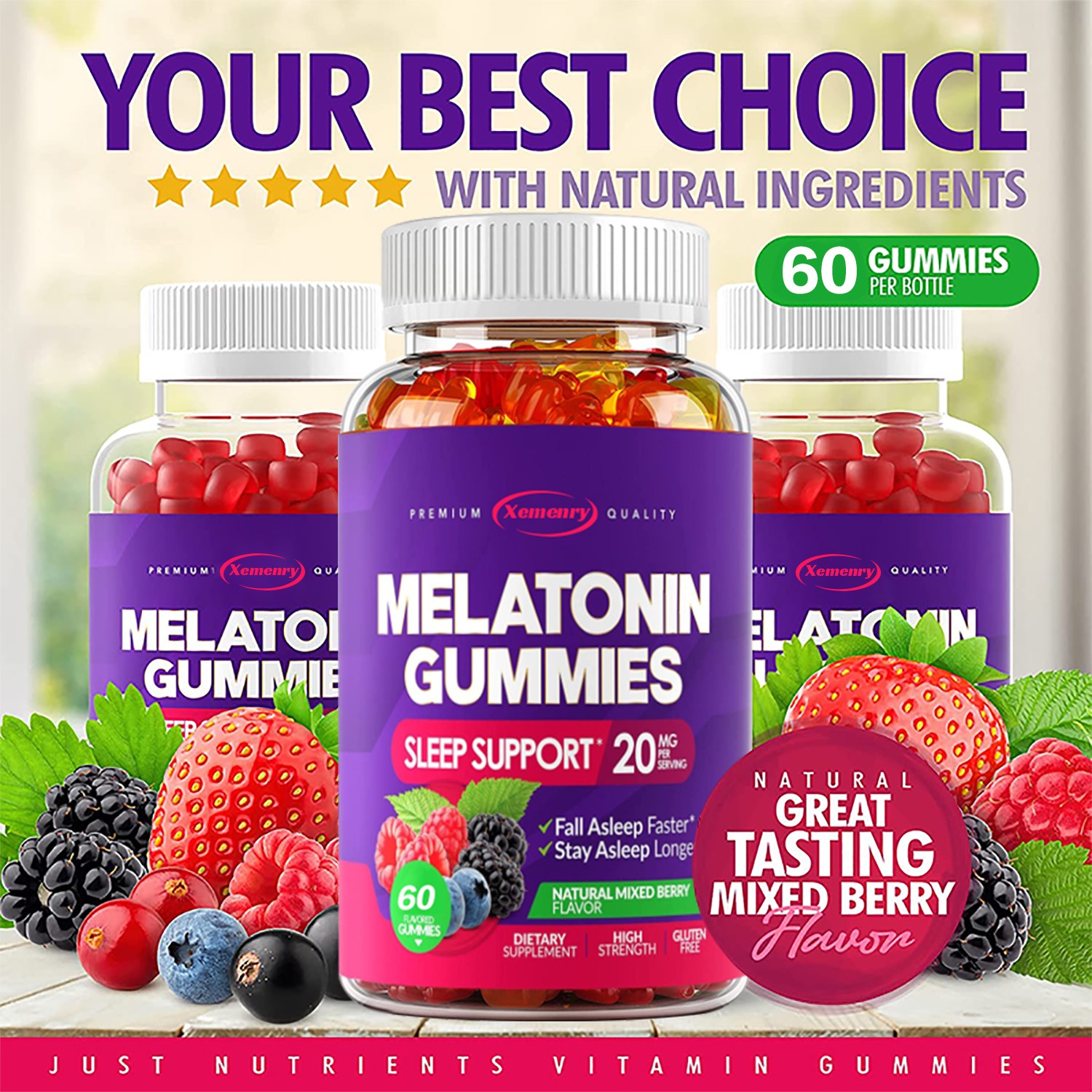 Melatonin Gummies 20mg – Improve Sleep Quality, Relieve Stress and Anxiety