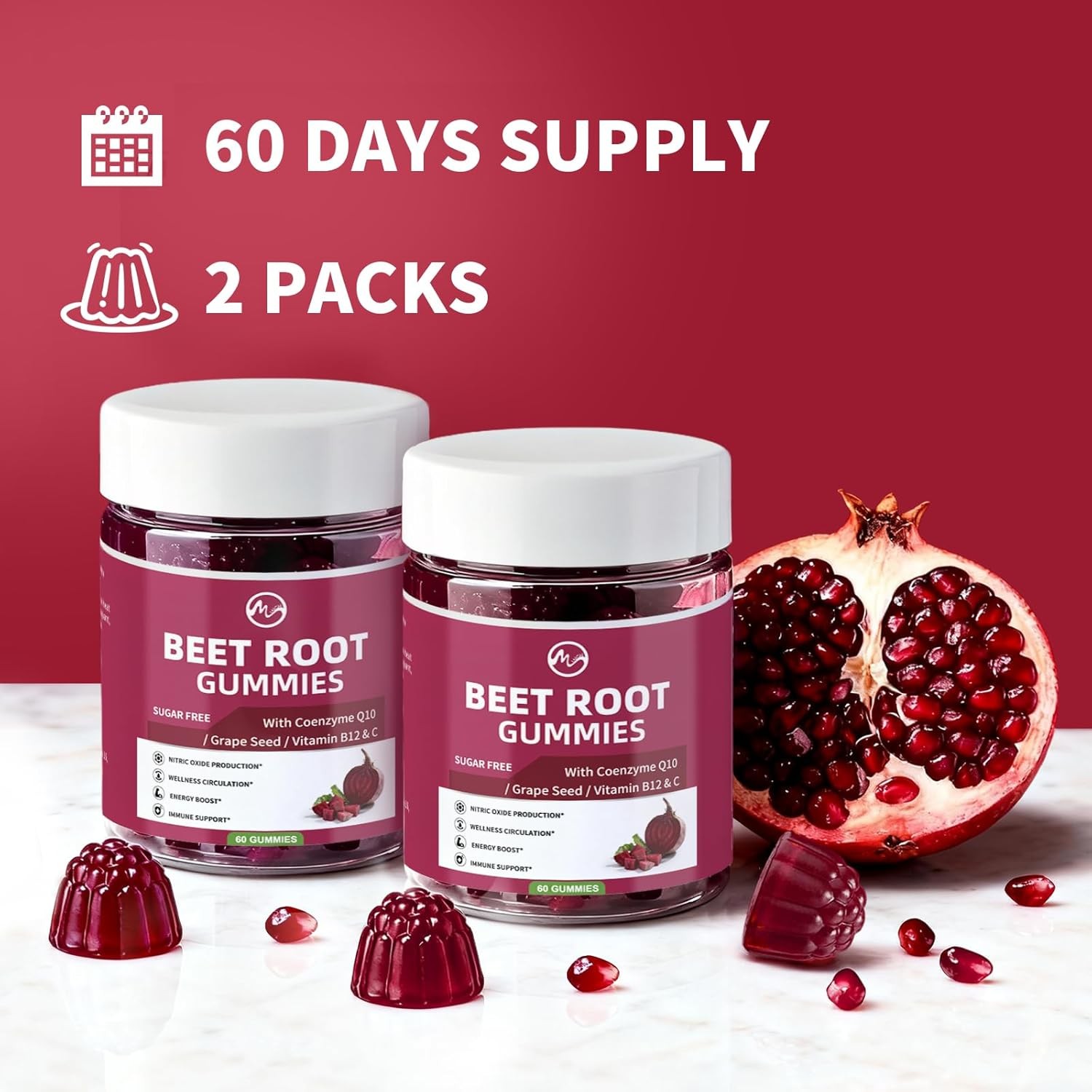 M inch Beet Root Gummies, Blood* Pressure Support & Nitric Oxide Booster, 8-in-1
