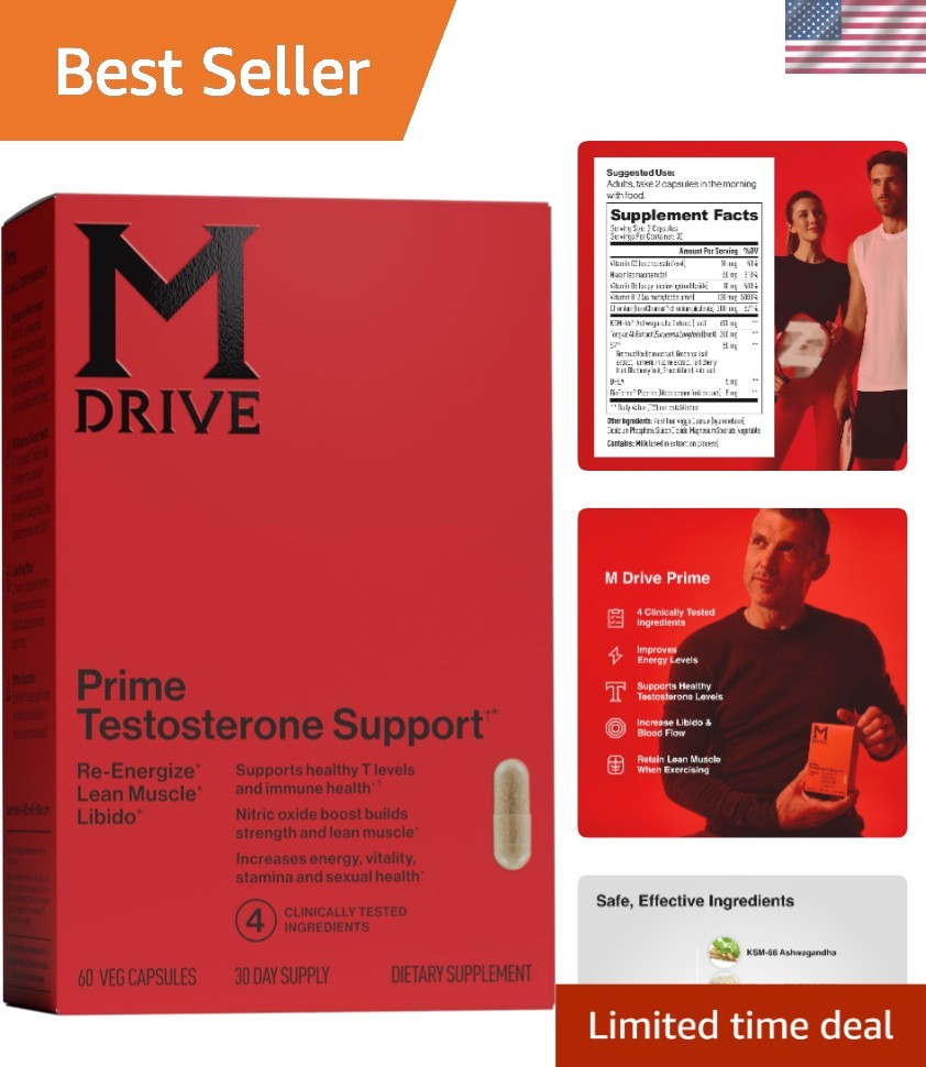 Men’s T-Support Capsules: Muscle, Energy & Focus with Ashwagandha, 60ct