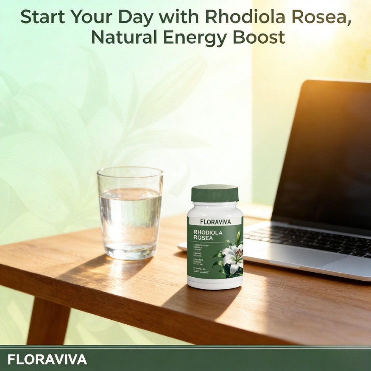 Floraviva Rhodiola Rosea 500mg Organic Extract – Stress Relief, Vegan, 60ct