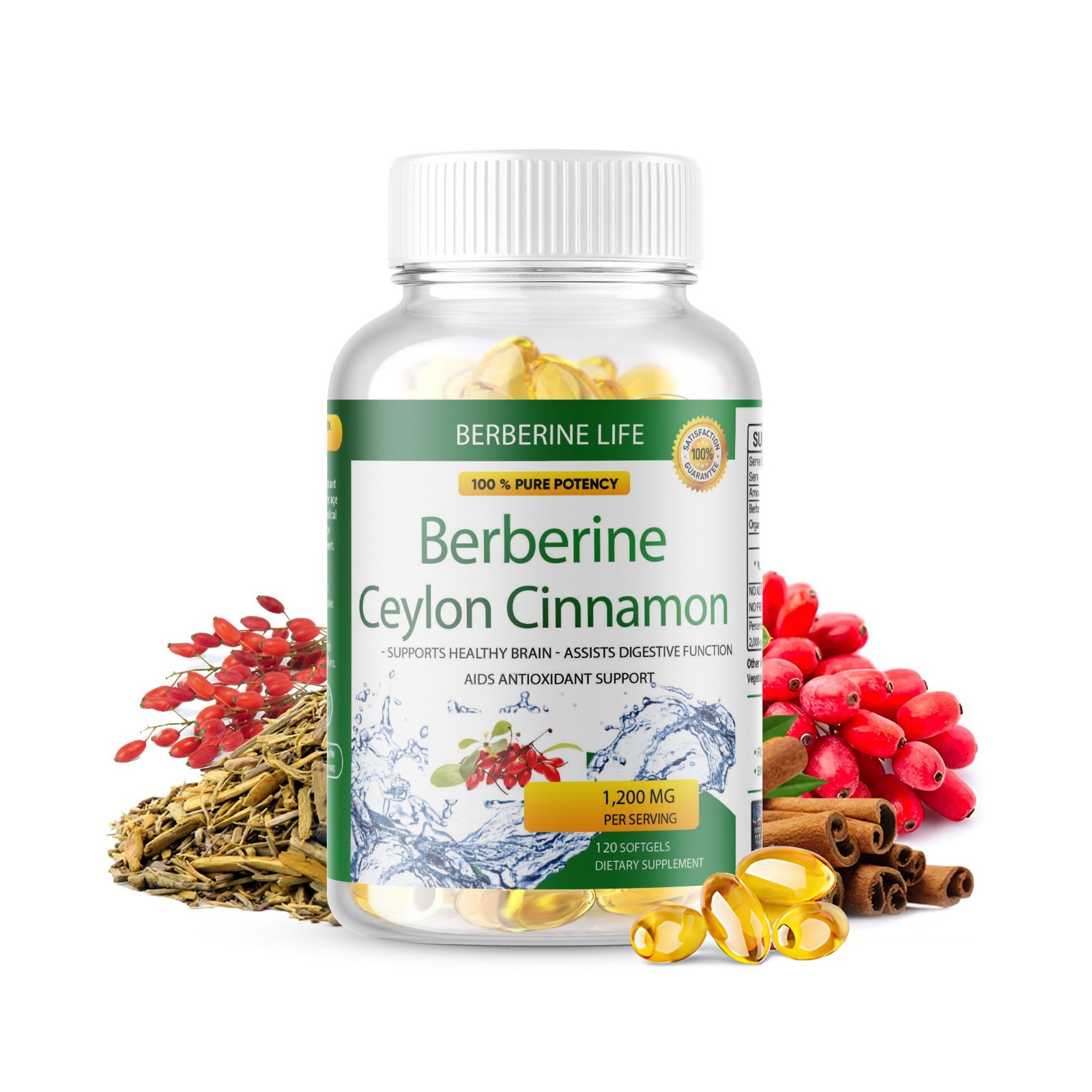 2 Packs Berberine 1200mg High Abosorption 240 Blood Sugar Immune 4 Months Supply