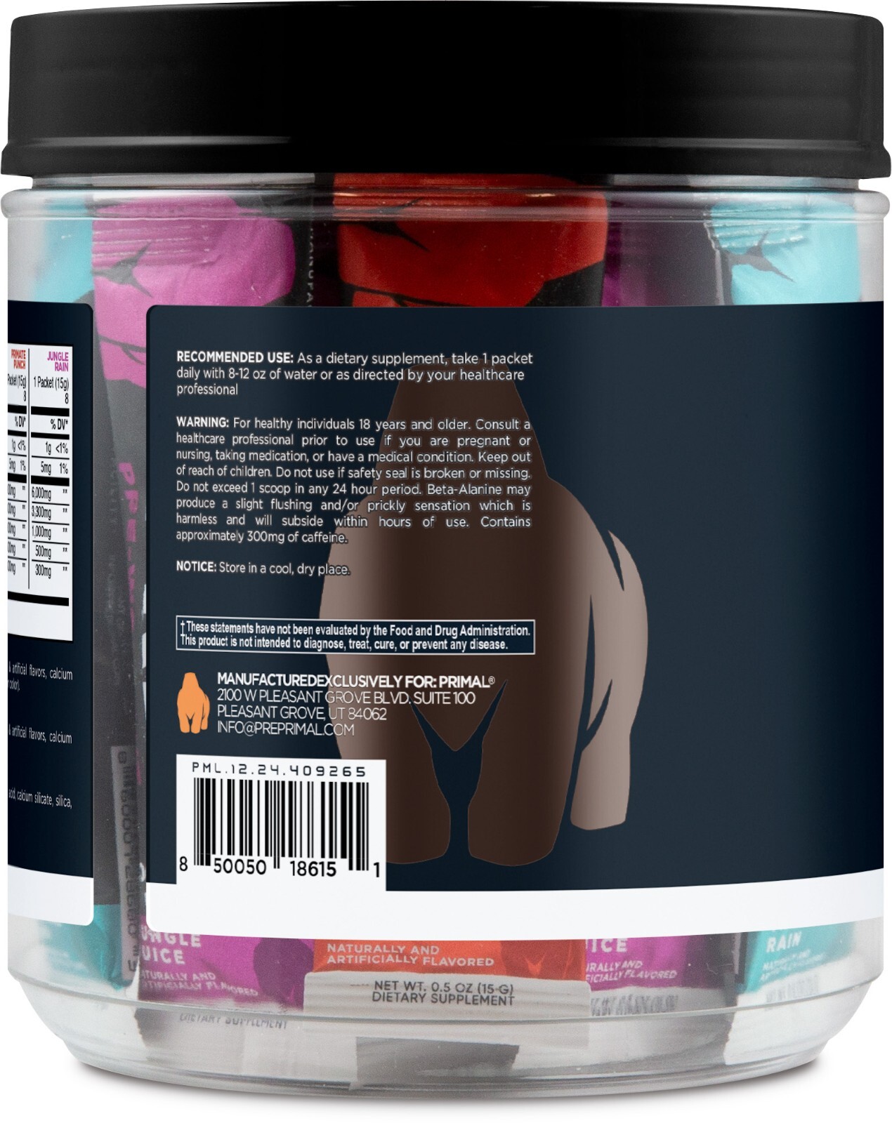 Primal PRE Pre-Workout Variety Pack, Tropical Rain + Primate Punch + JungleJuice