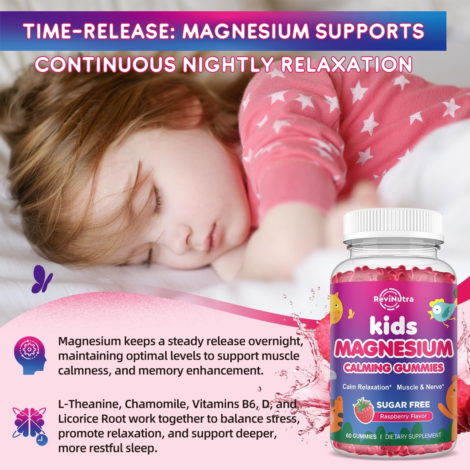 Kids Magnesium Gummies, Magnesium Glycinate Gummies for Kids & Adults with LT…