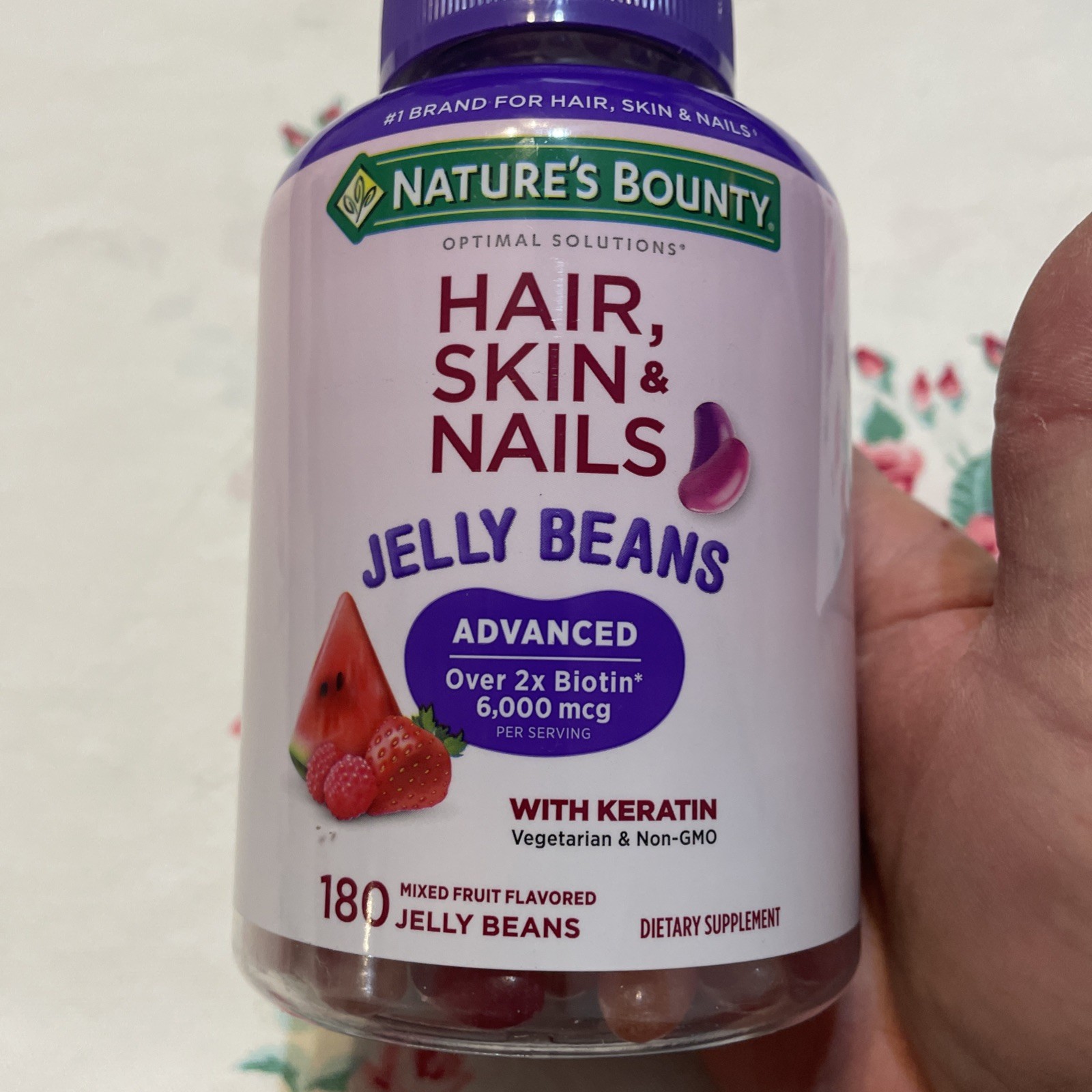 3~Natures Bounty Hair Skin Nails Jelly Beans Fruit 180ct Discontinued Dated SEE