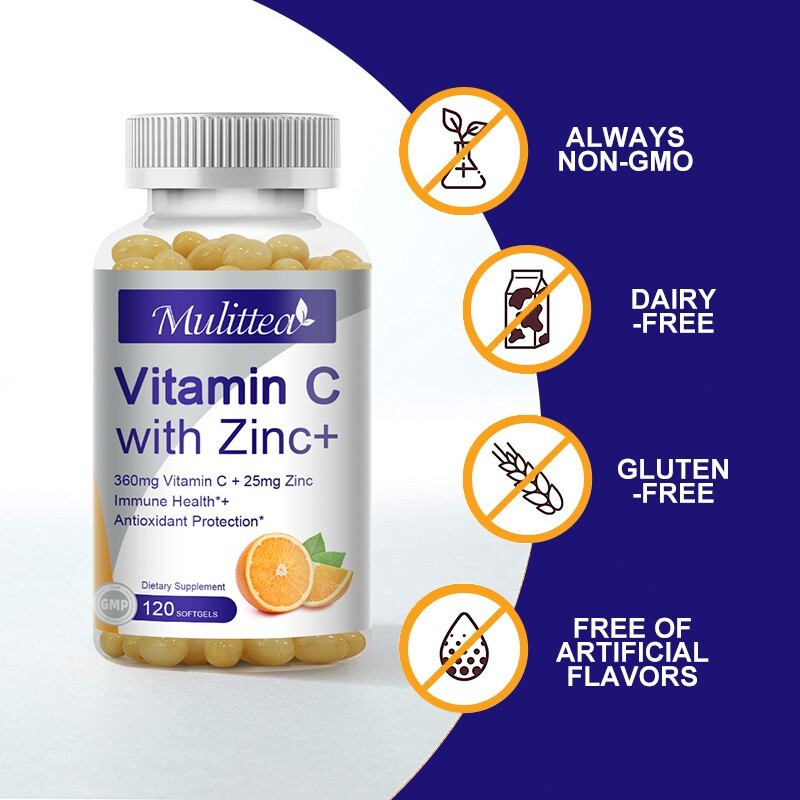 Vitamin C & Zinc Complex Capsules Heart Health Immune Support Energy Boost 120pc