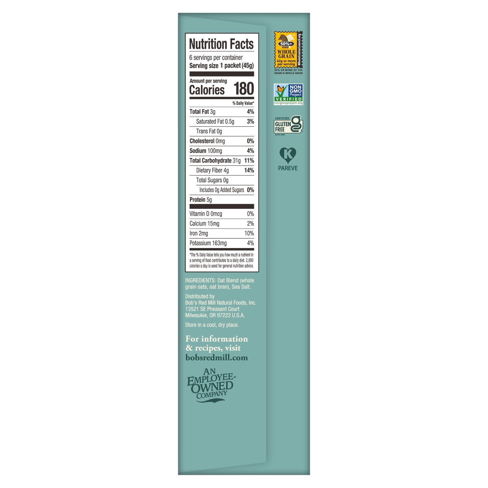 Bob’s Red Mill Instant Oatmeal Packets, Maple 6 Count (Pack of 1), No Color