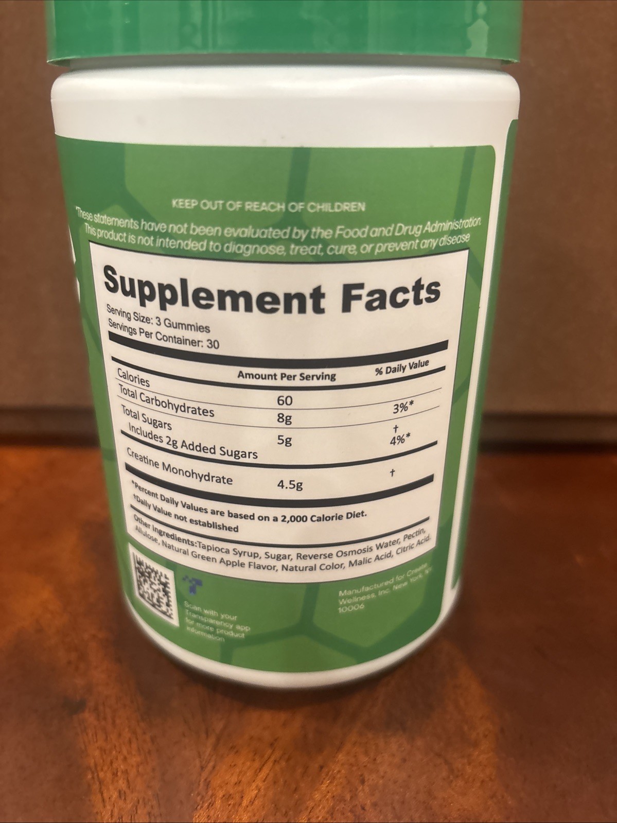 Create Creatine Monohydrate Gummies Strength 90 COUNT(Sour Green Apple)🍏
