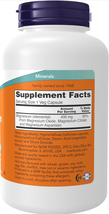 Magnesium 400mg Supplement 180 Veg Capsules Nervous System Support Aid Formula+