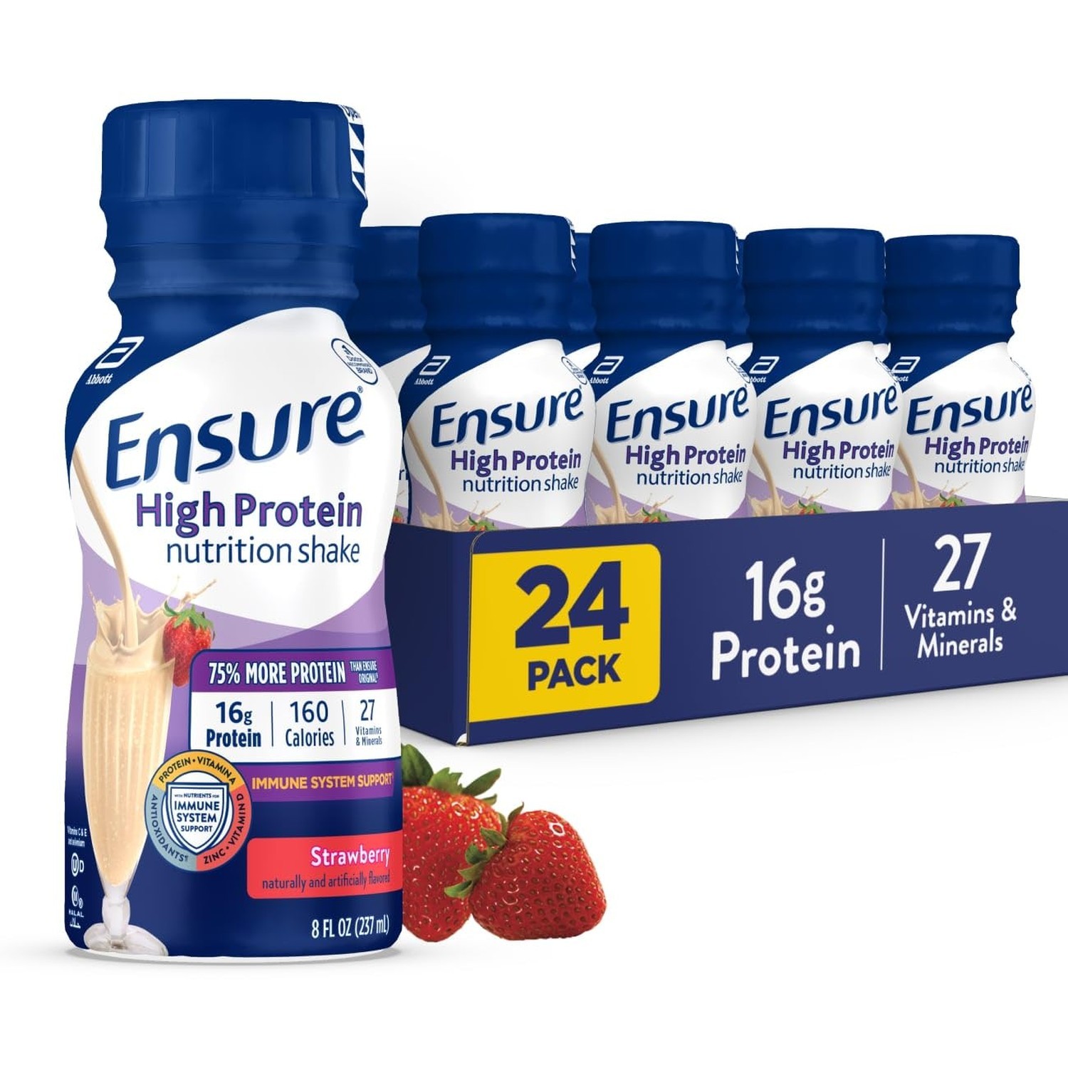 Ensure High Protein Strawberry Nutrition Shake 16g Protein Ready to Drink