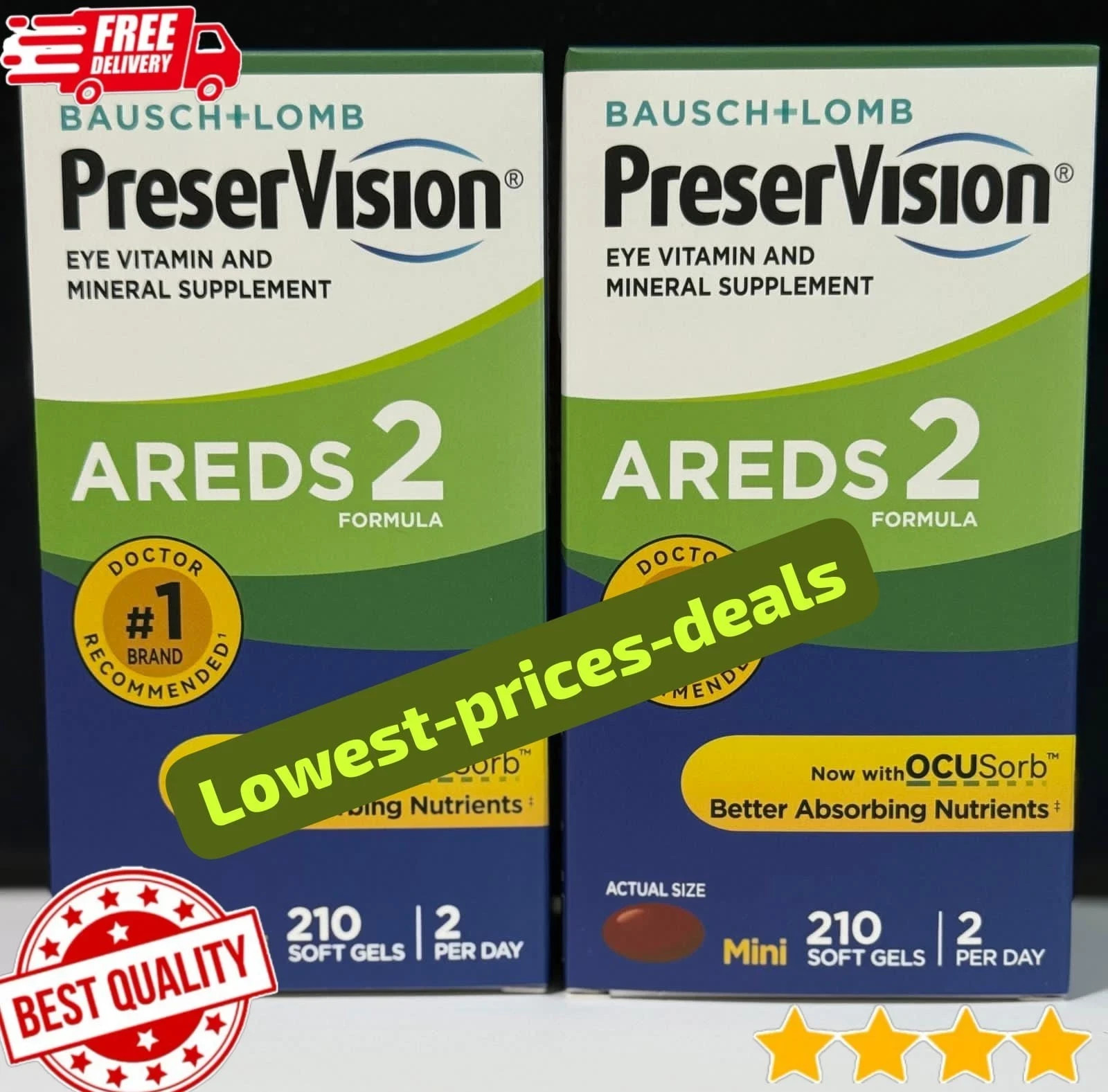 2-Pack PreserVision AREDS 2 210Ct Mini Soft Gels Eye Vitamins Exp 12/2028