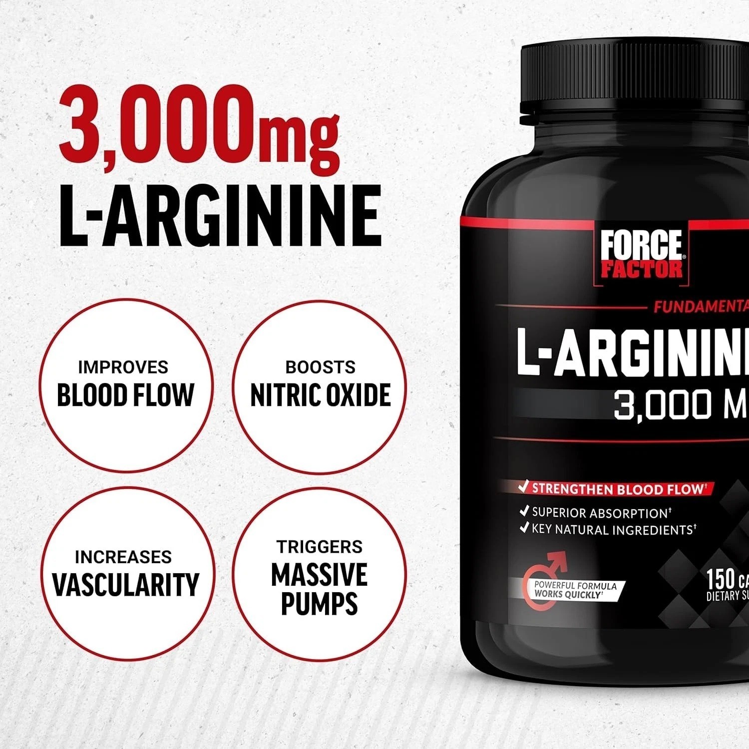 Force Factor L-Arginine 3000 MG, Extra Strength Nitric Oxide & Circulation Boost