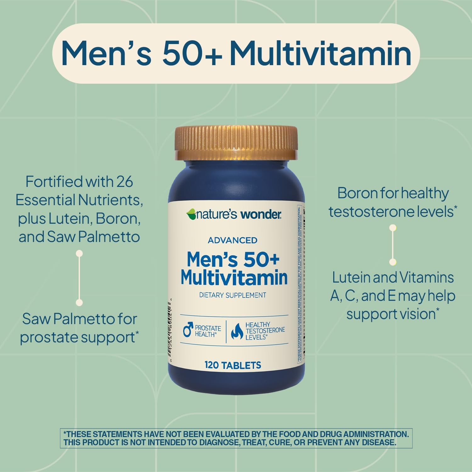 Nature’s Wonder Advanced Men’s 50+ Multivitamin/Multimineral Supplement with…