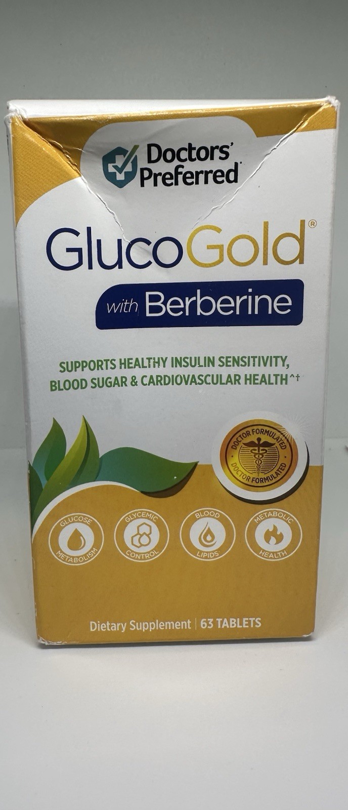 Doctors’ Preferred GlucoGold Berberine Supports Health 63 Tablets NEW Exp 03/26