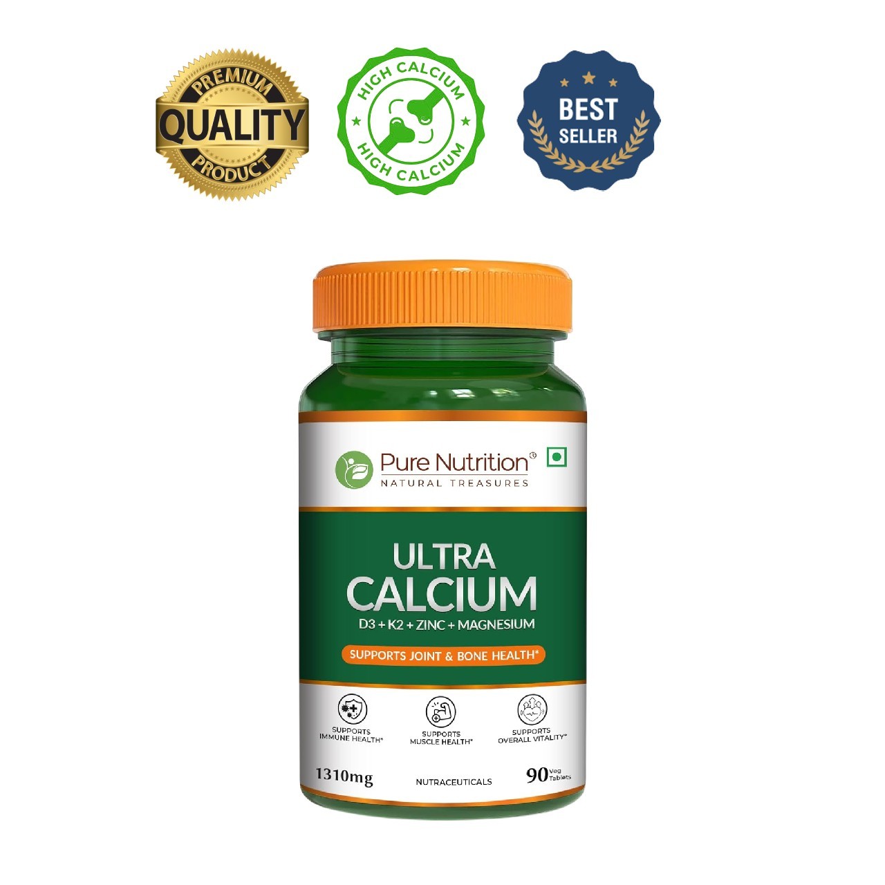 PURE NUTRITION NATURAL .TREASURES Ultra Calcium 90 Tabs D3 K2