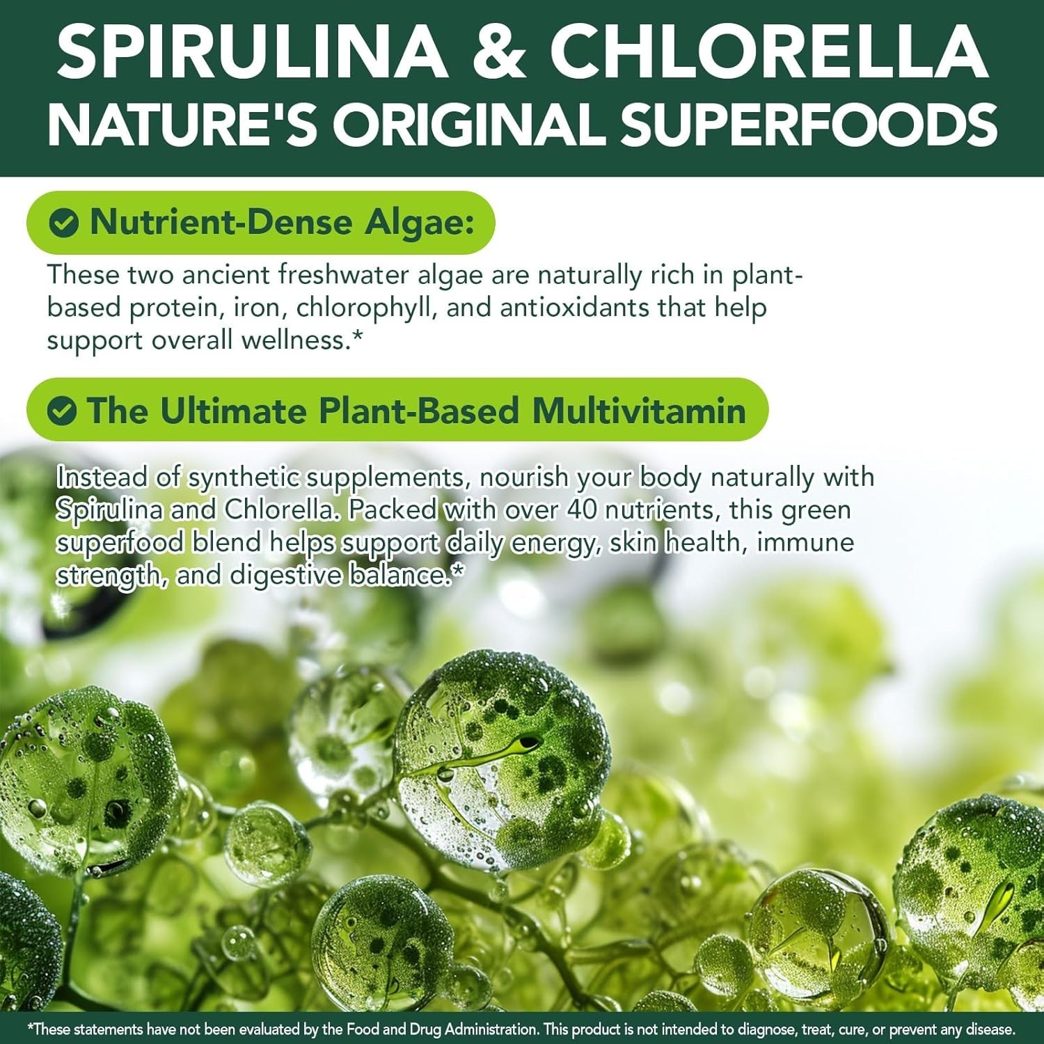 Spirulina Chlorella Softgels Super Greens Blend Barley Grass Natural Energy 300c