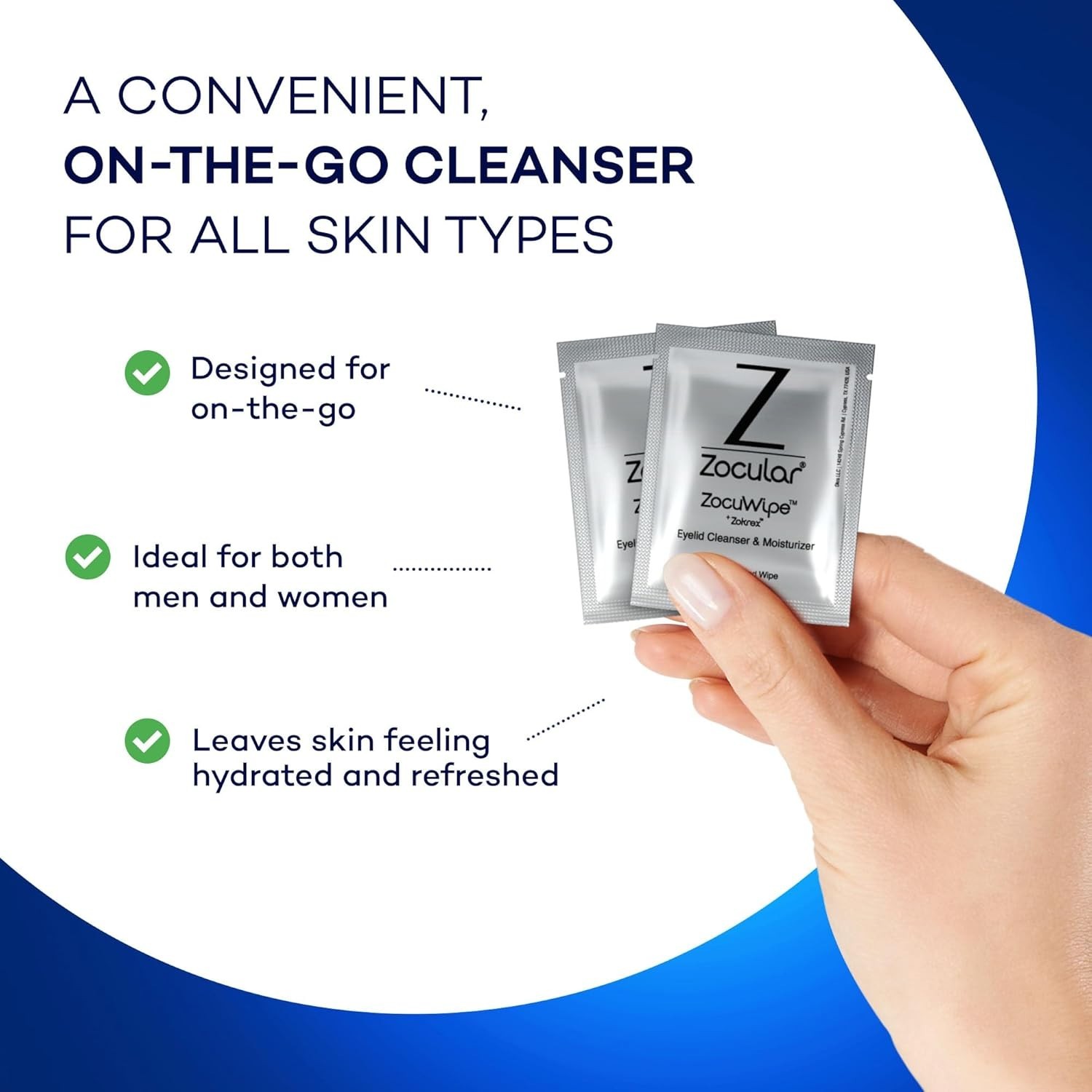 Zocular ZocuWipe Eyelid Cleansing Wipes with Natural Okra Complex – Gentle Daily