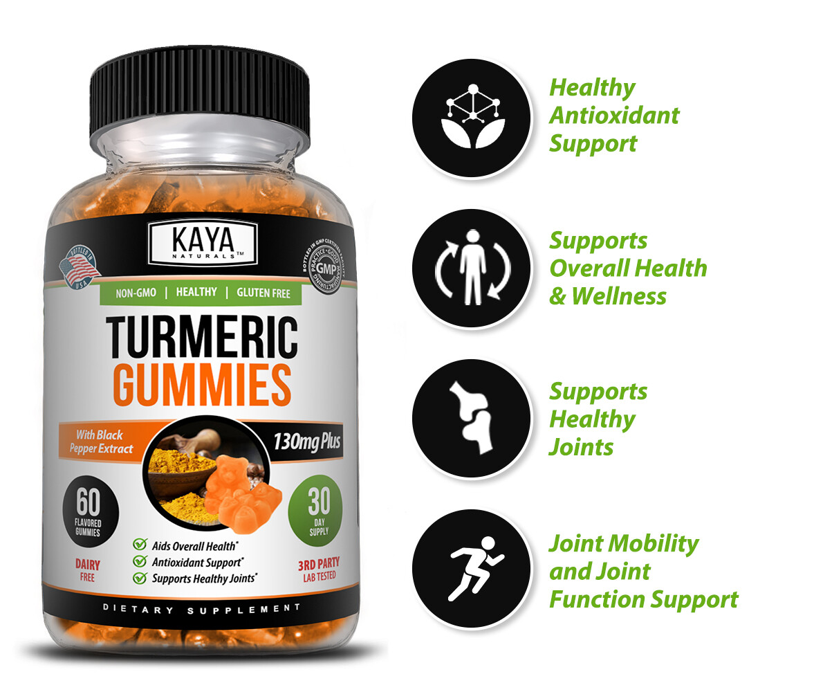 (2 Pack) Turmeric Curcumin Ginger Gummies 60 Count, Pain Relief & Joint Support