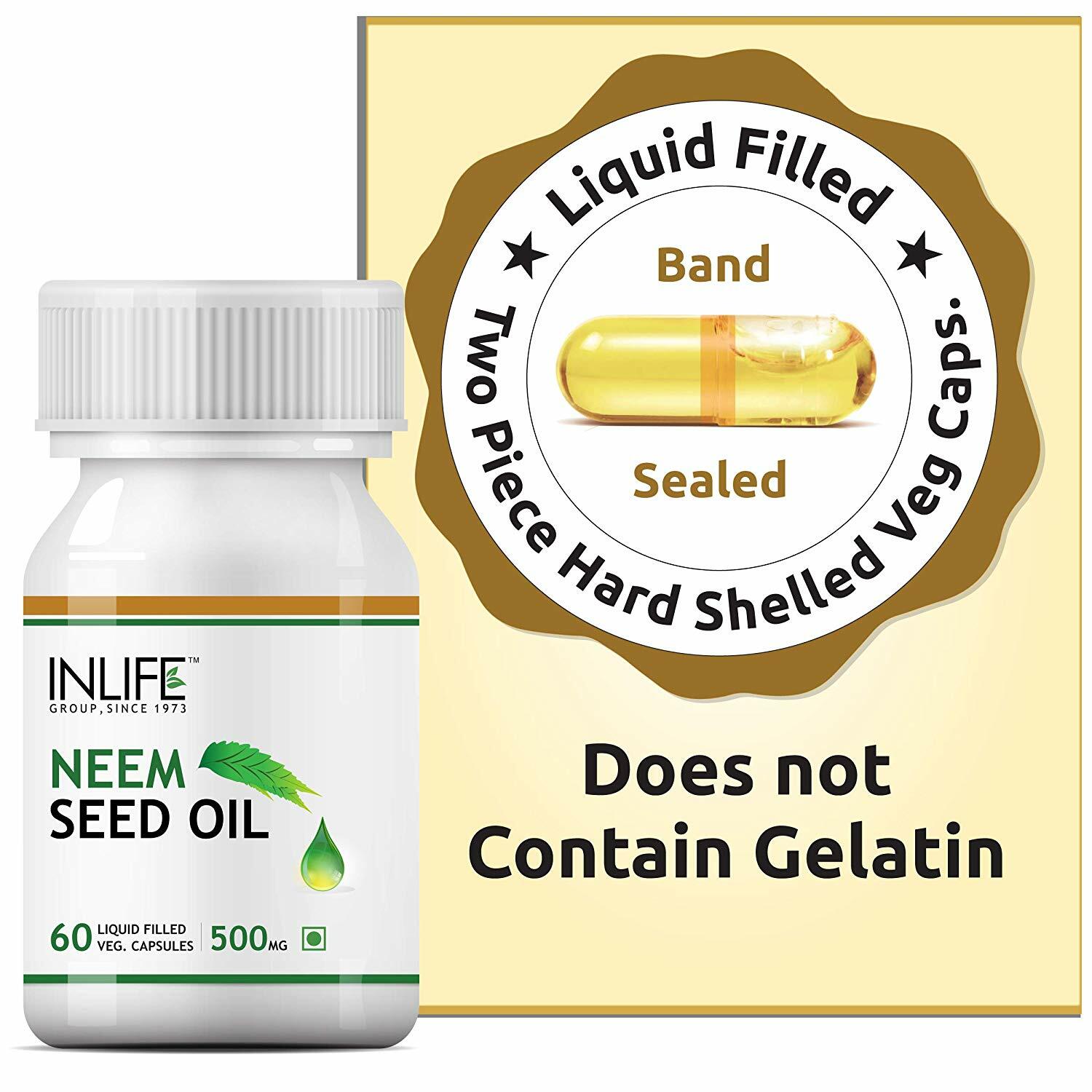 INLIFE Neem Seed Oil Supplement, 500mg (60 Vegetarian Capsules) by Inlife