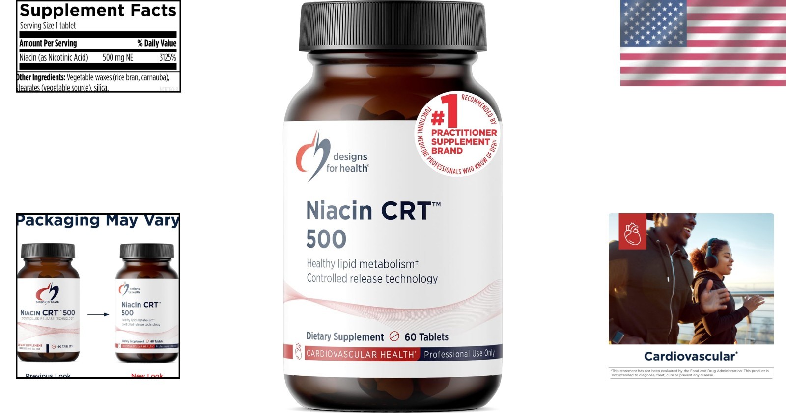 Niacin 500mg Slow Release Vitamin B3 Tablets – Non-GMO & Gluten-Free 60 Count