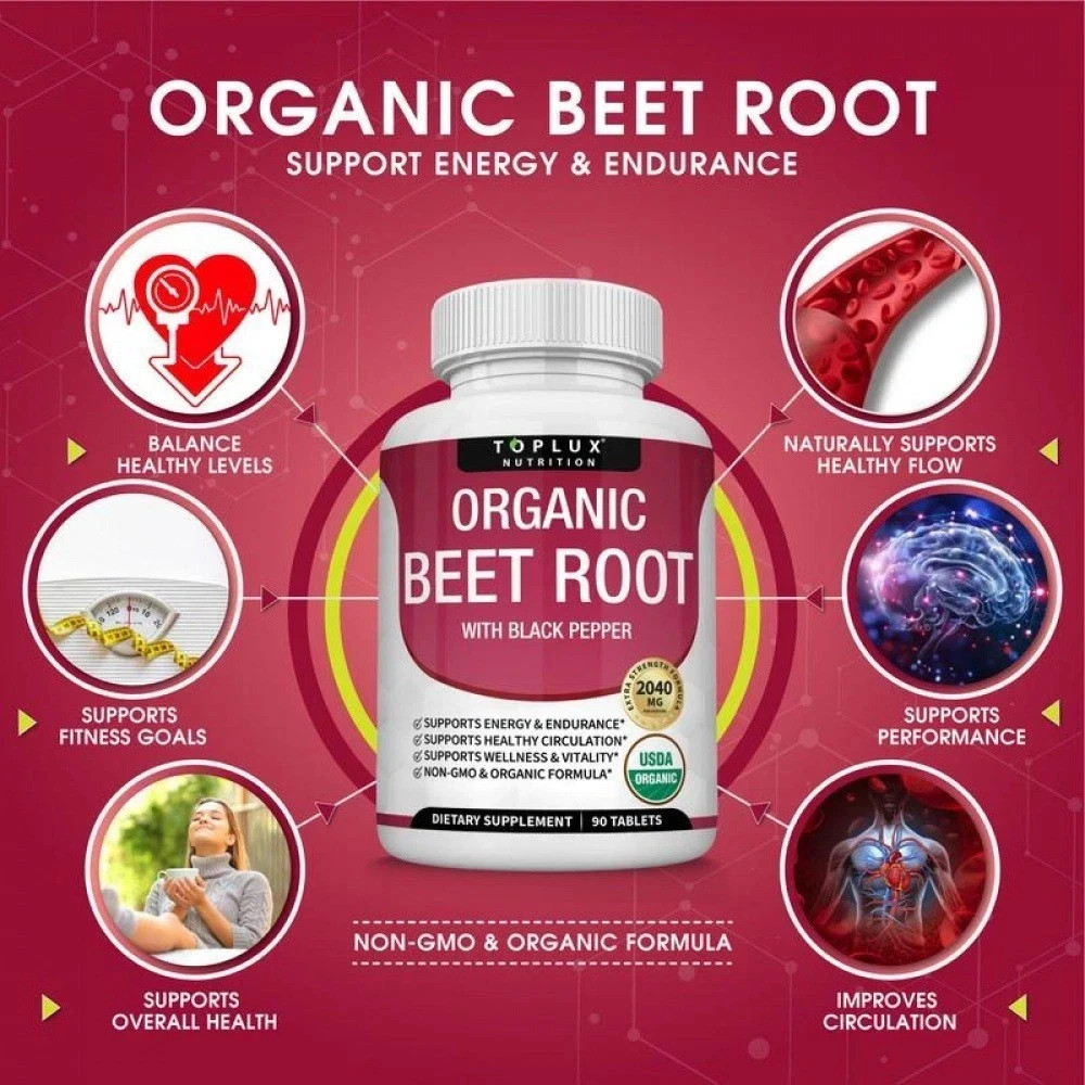 1 Sealed Organic Beet Root Energy + Antioxidant Supplement 90 Tabs NEW